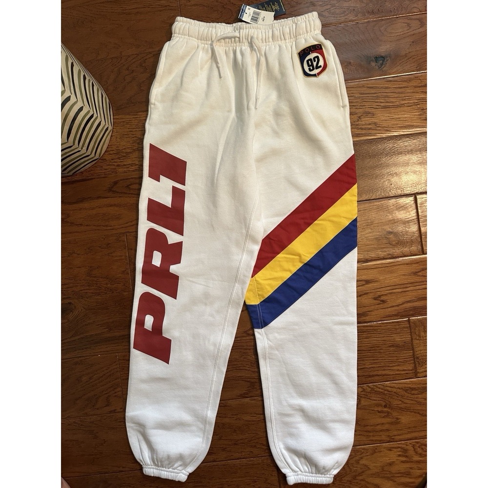 NWT Polo Ralph Lauren White 92 Racing 1 Joggers Size XS Unisex